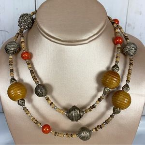 Premier Designs Necklace Multicolored Beads Long Or Double Strand Boho